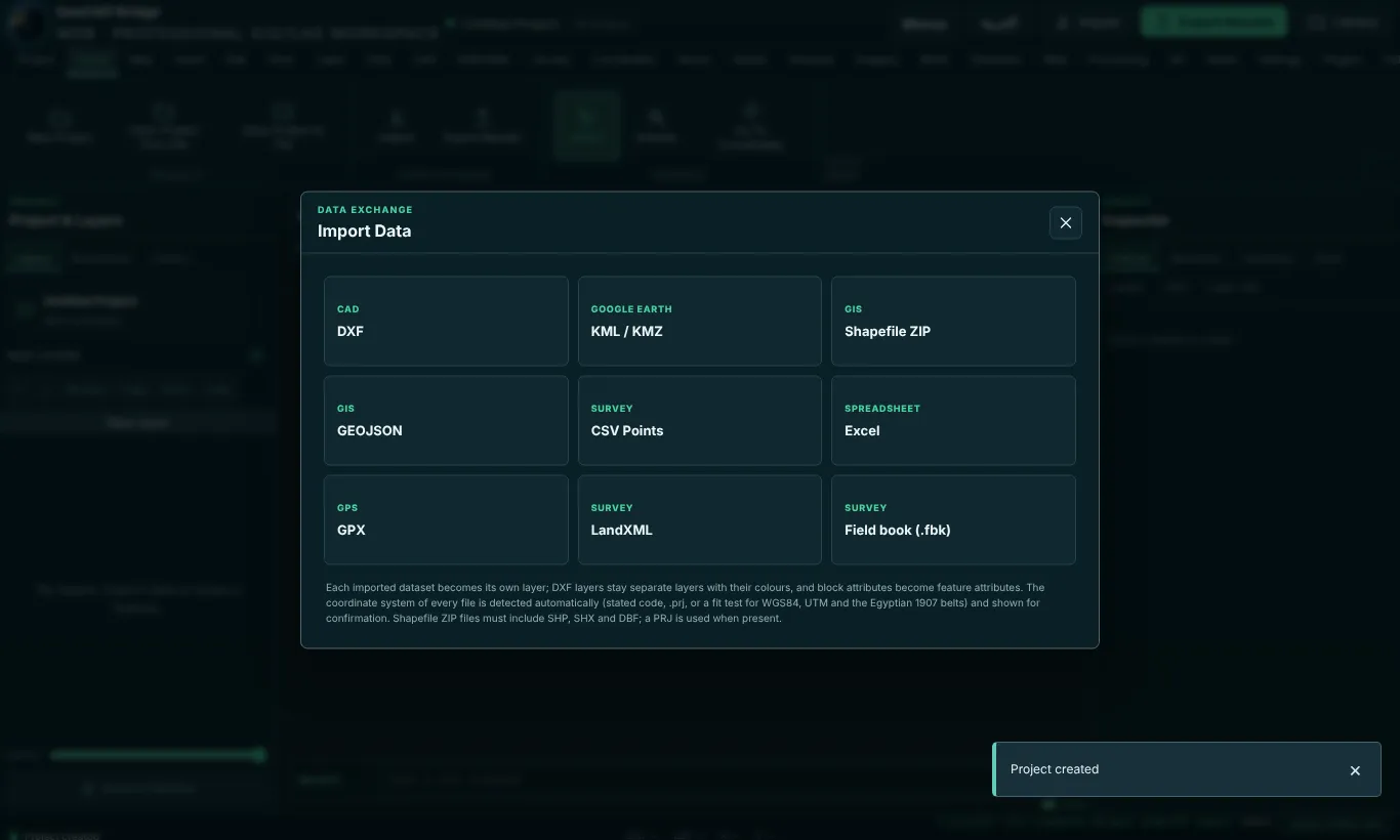 The Import Data dialog