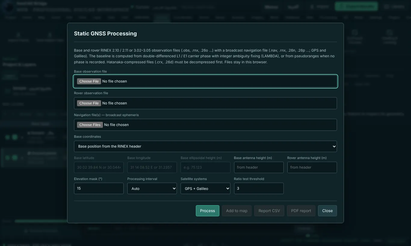 Static GNSS Processing